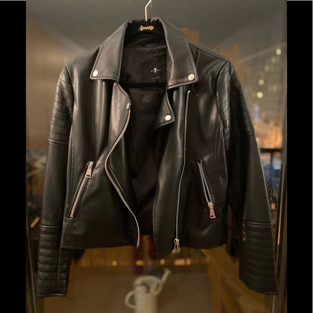 7 For All Man Kind - Black motor jacket! Size S